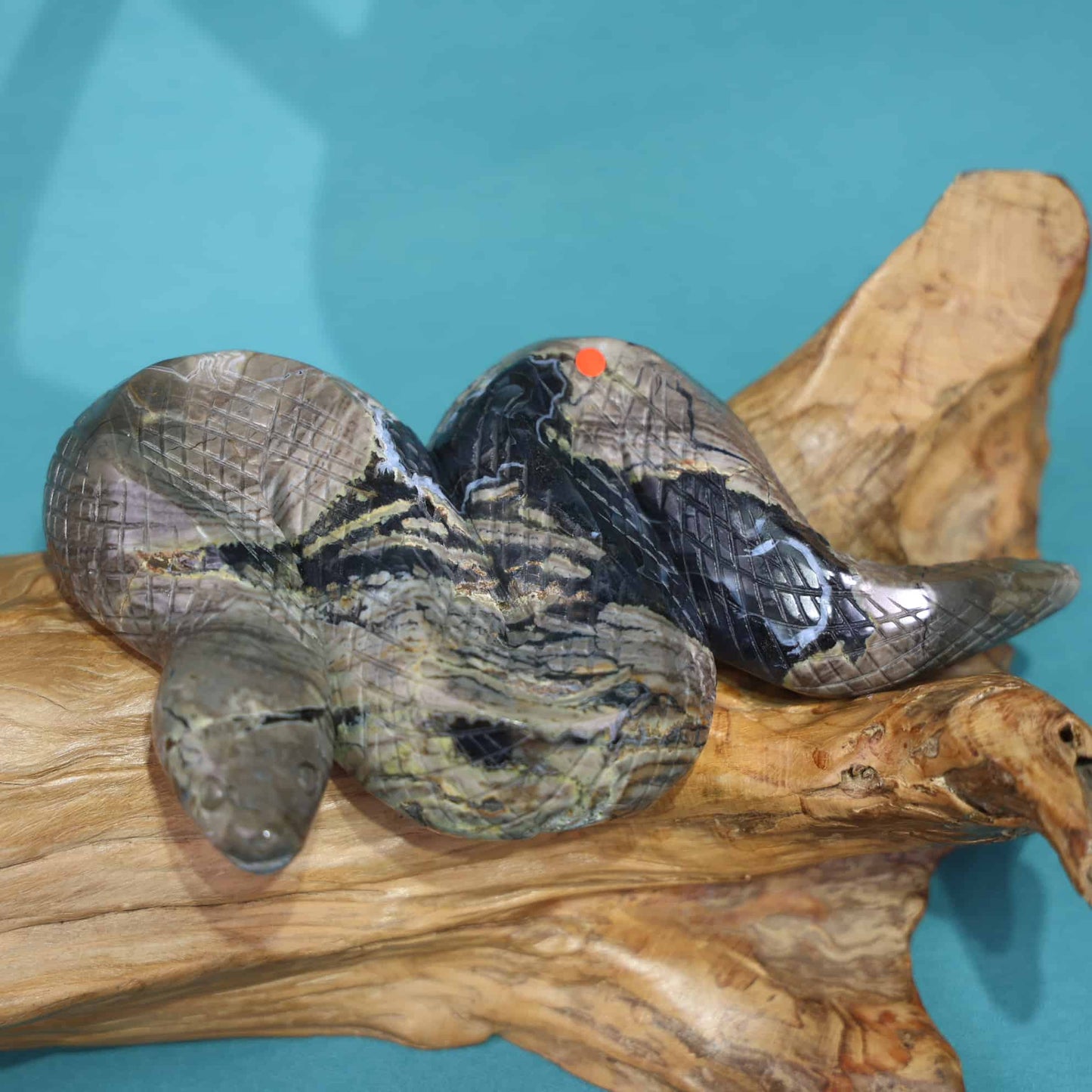 Volcano Agate Snake Carving