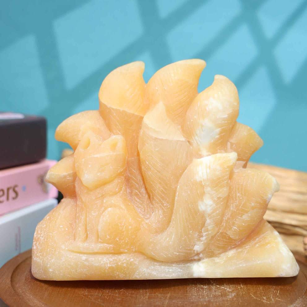 Yellow Calcite nine tail fox