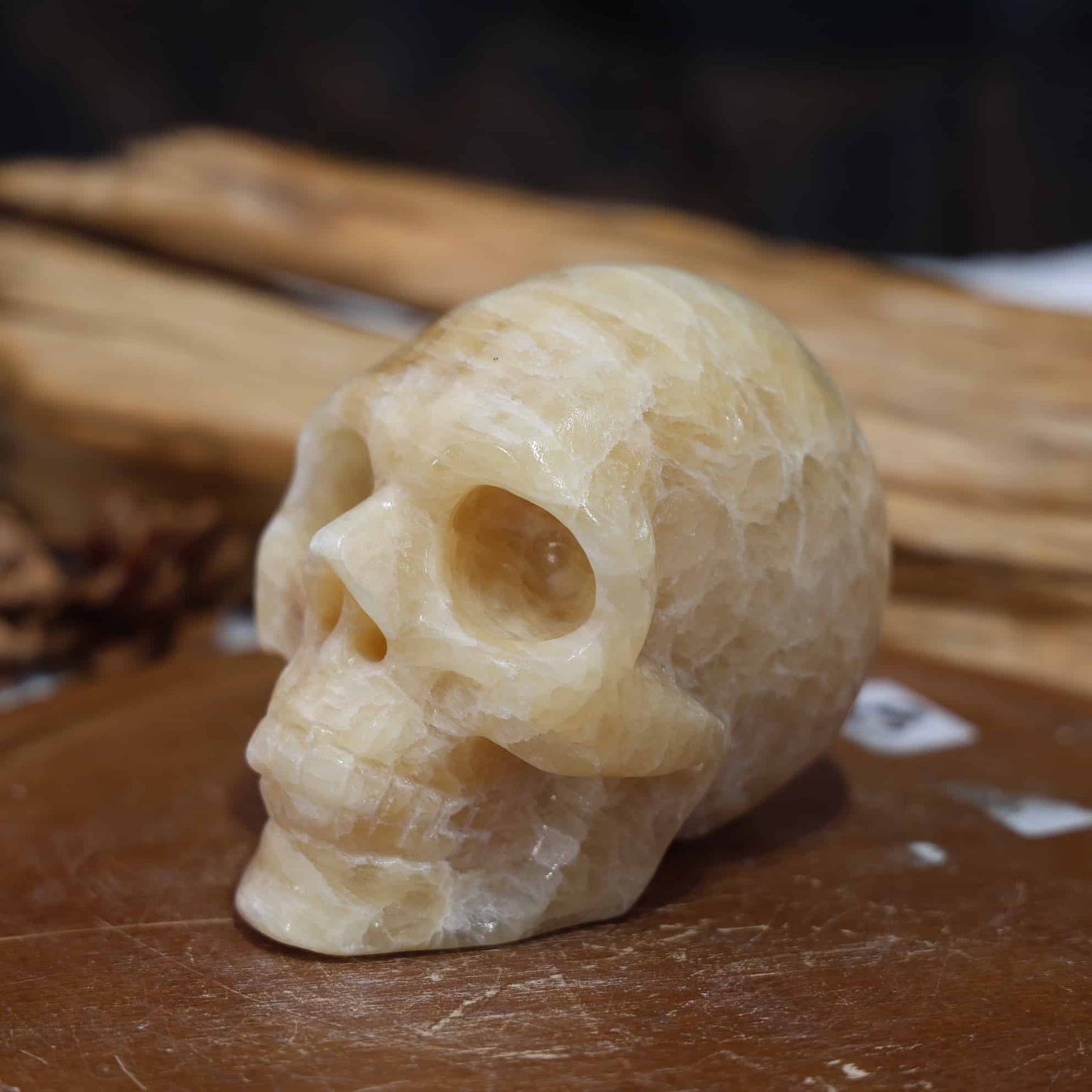 Yellow Calcite Skull