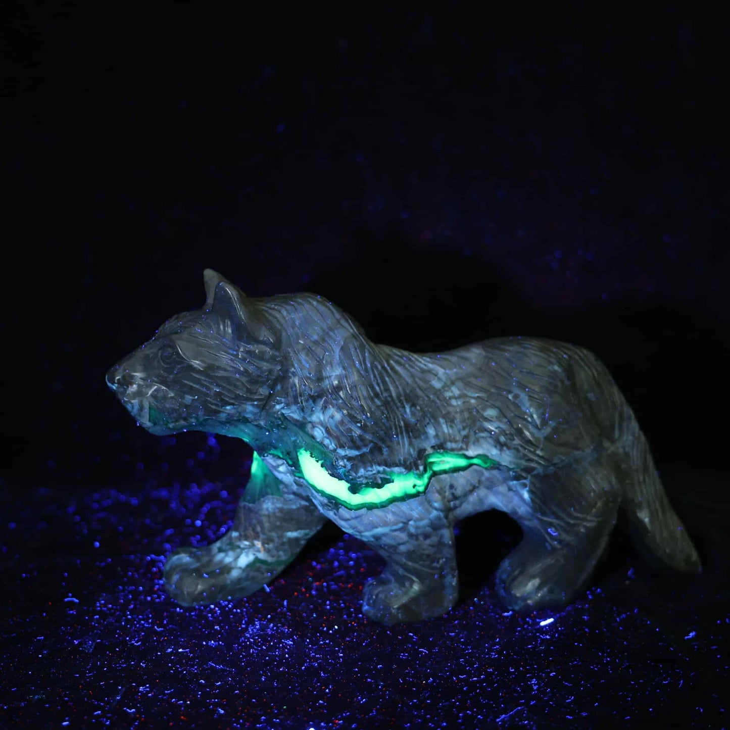 Volcano Agate Wolf Carving