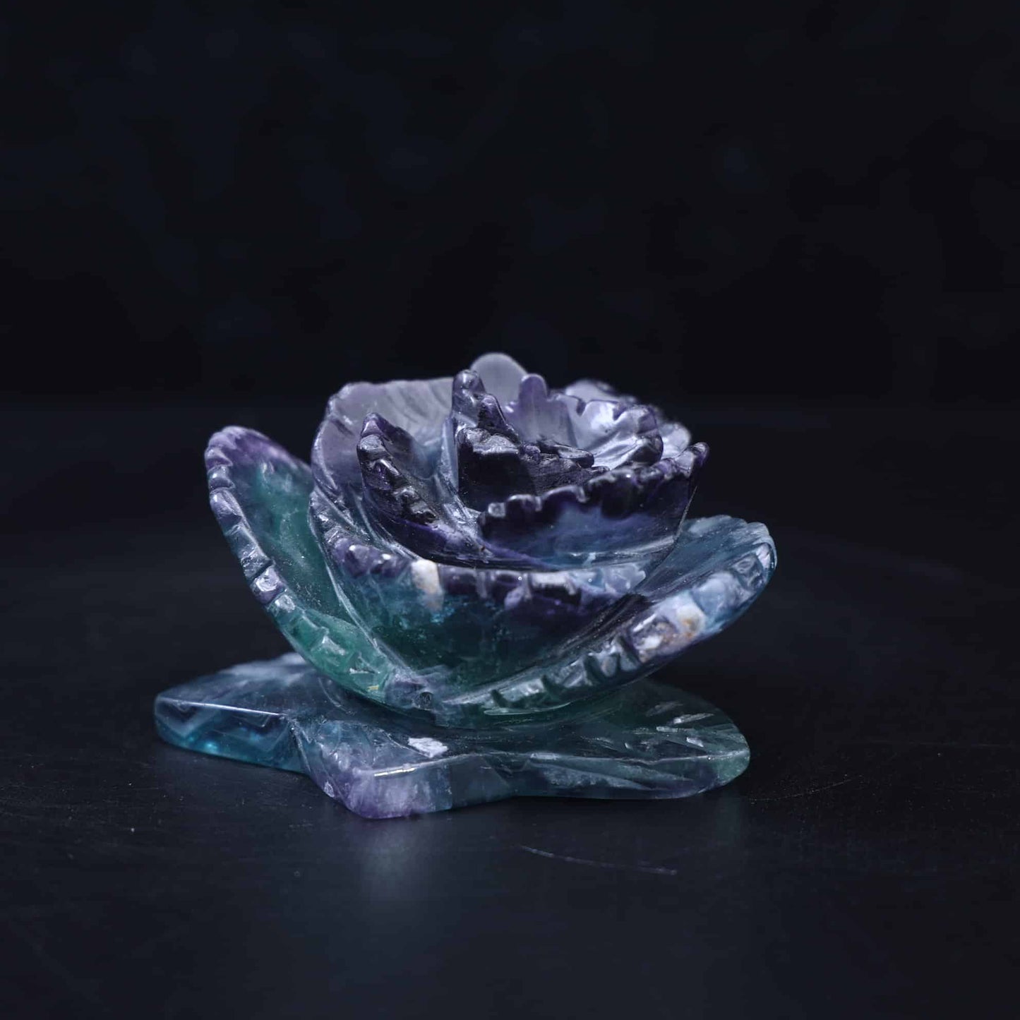 Rainbow Fluorite Flower Carving