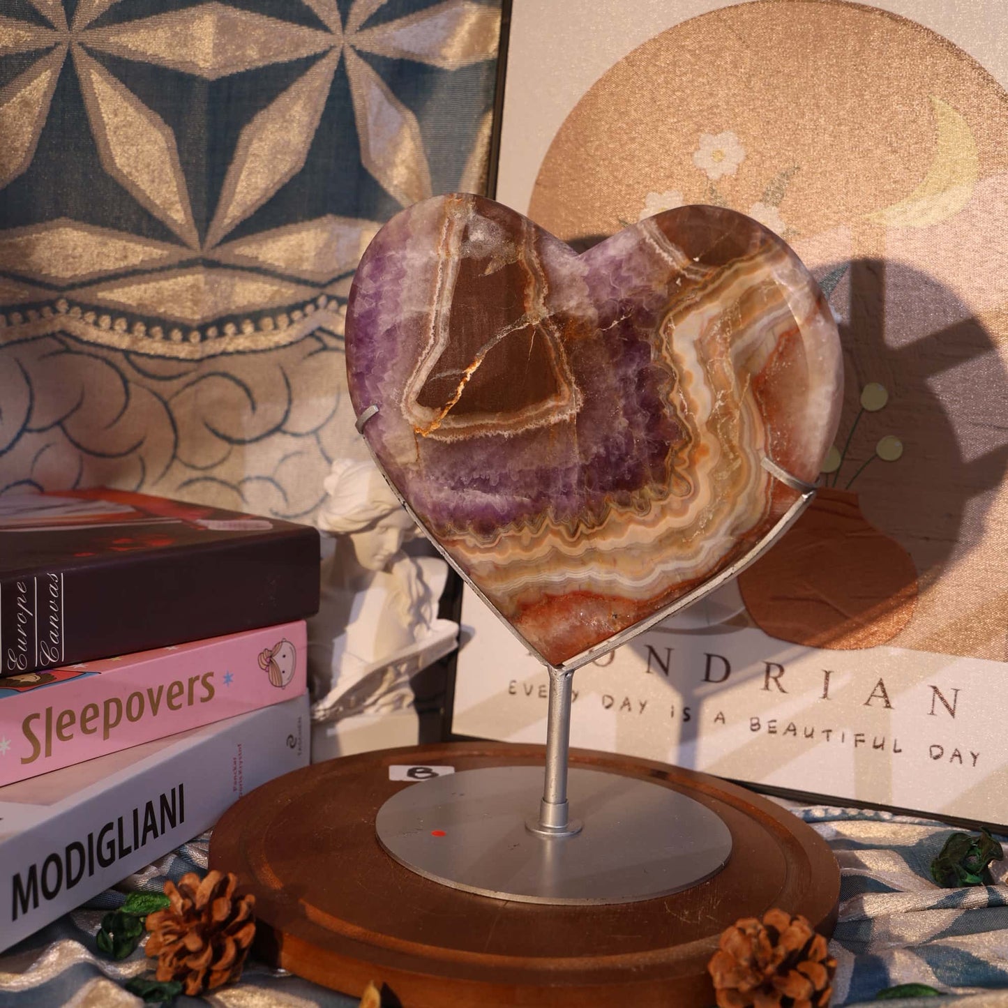 Amethyst & Mexican Agate Heart