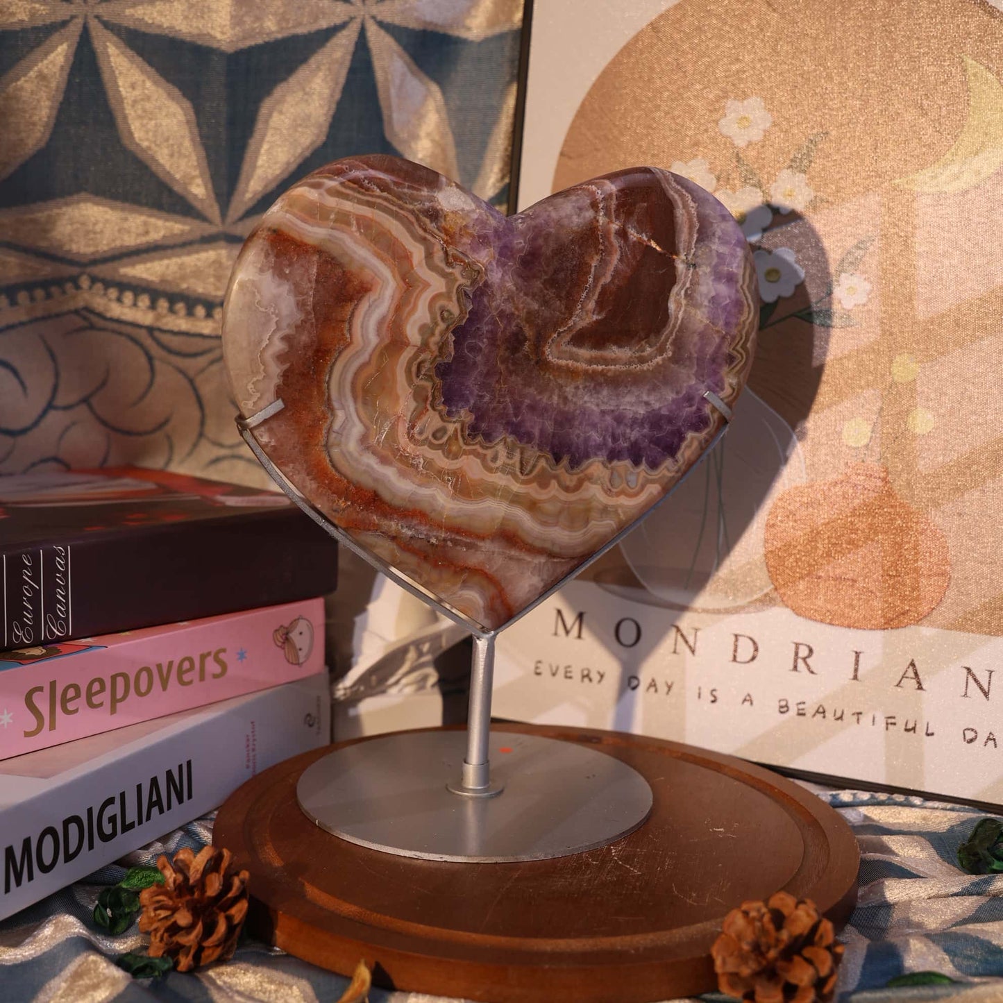 Amethyst & Mexican Agate Heart