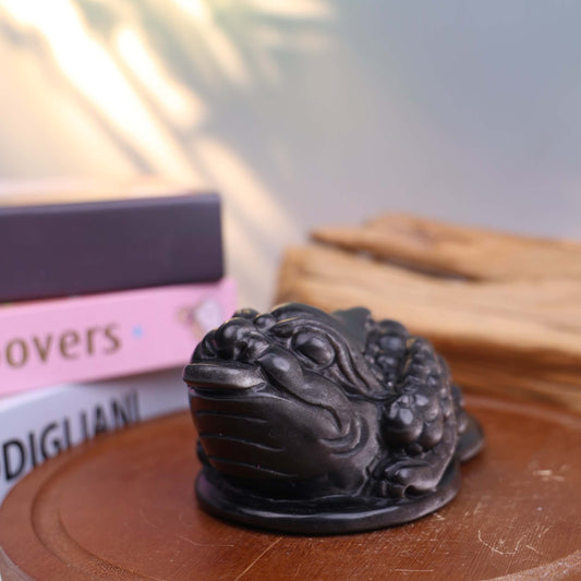 Silver Obsidian Money Toad