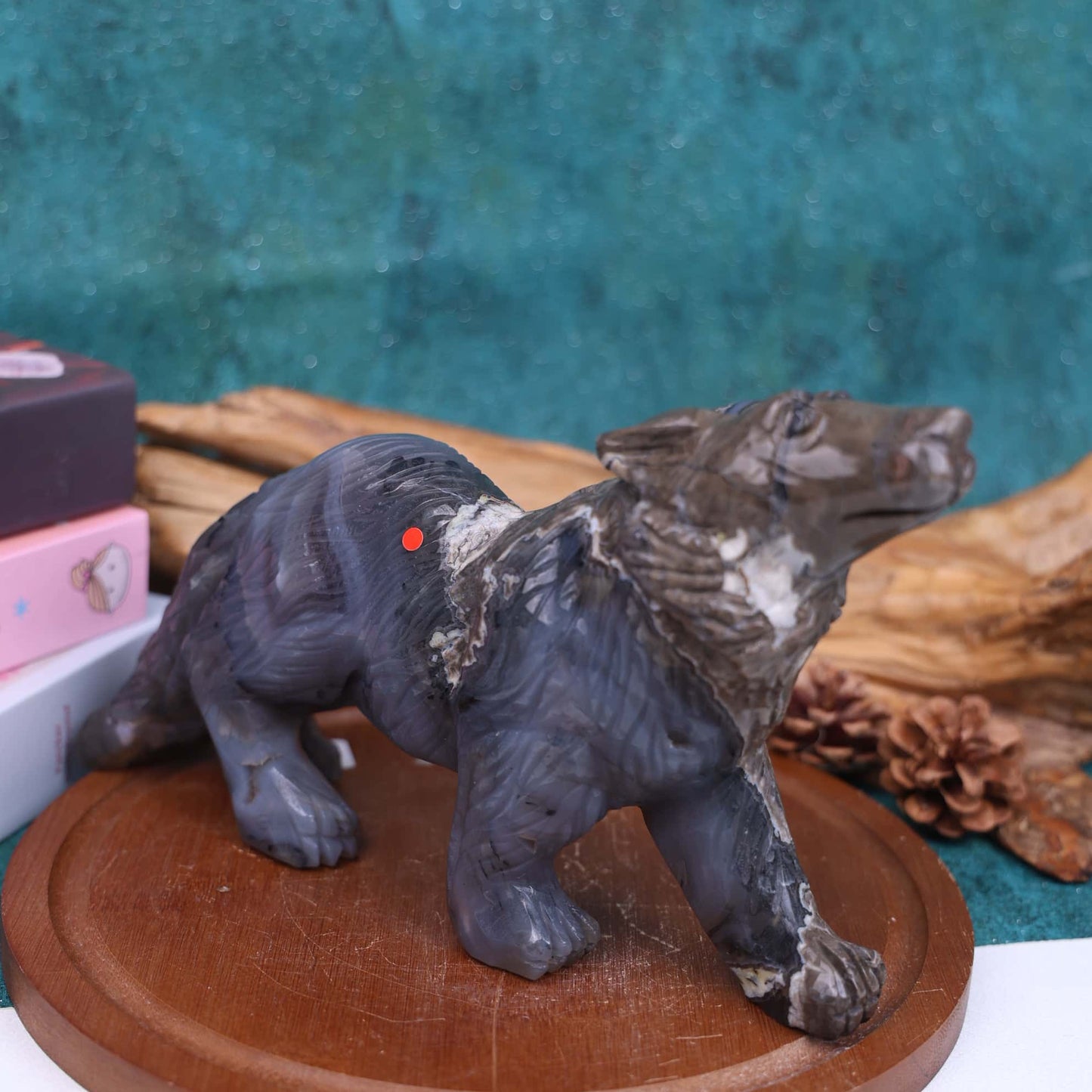 Volcano Agate Wolf #42