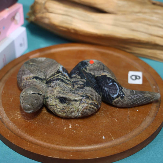 Volcano Agate Snake Carving