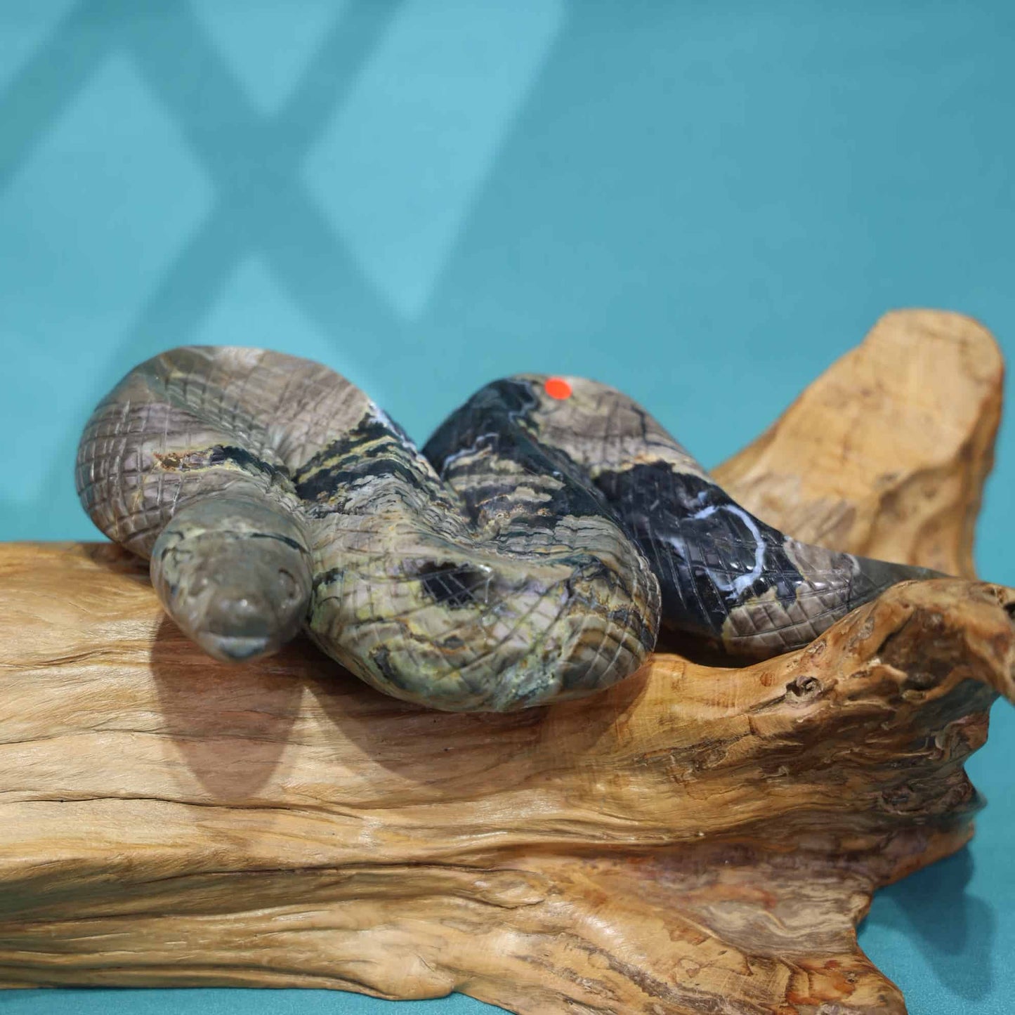 Volcano Agate Snake Carving