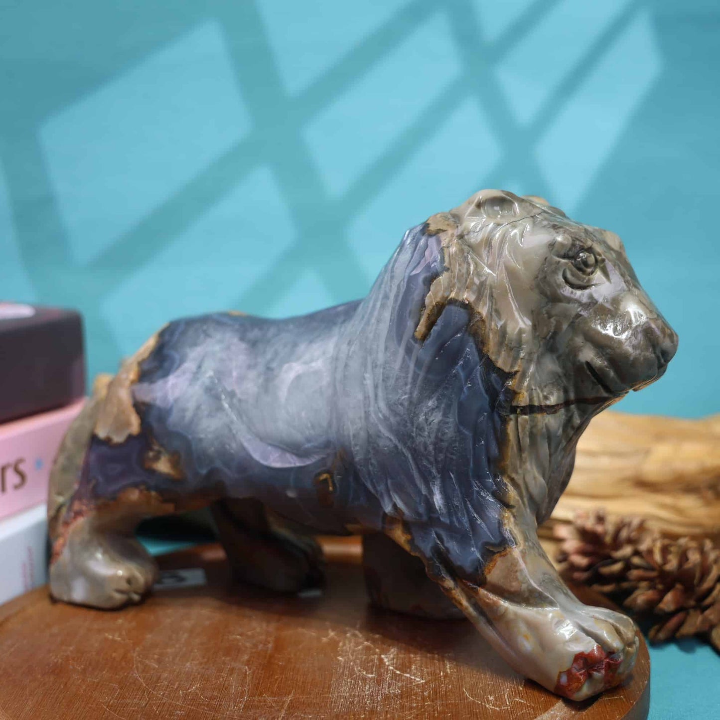Volcano Agate Lion Carving