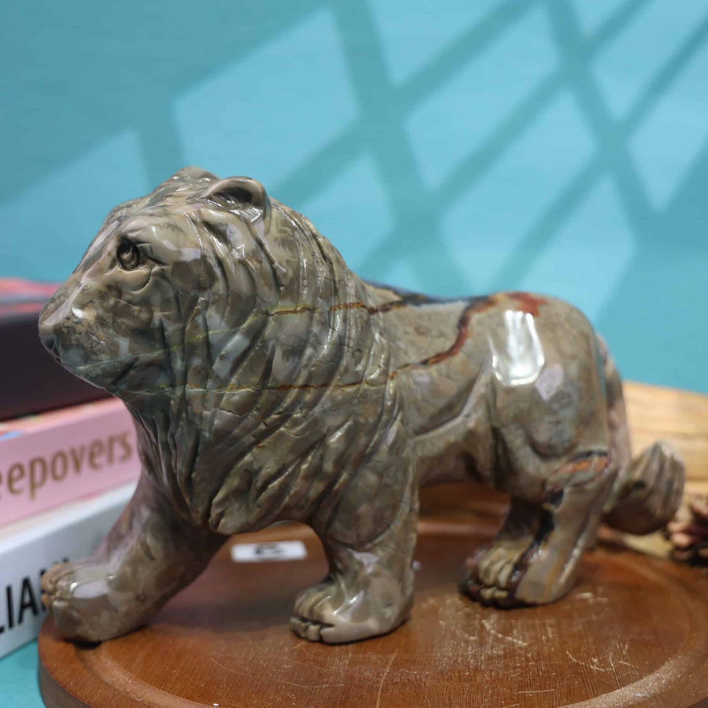 Volcano Agate Lion Carving