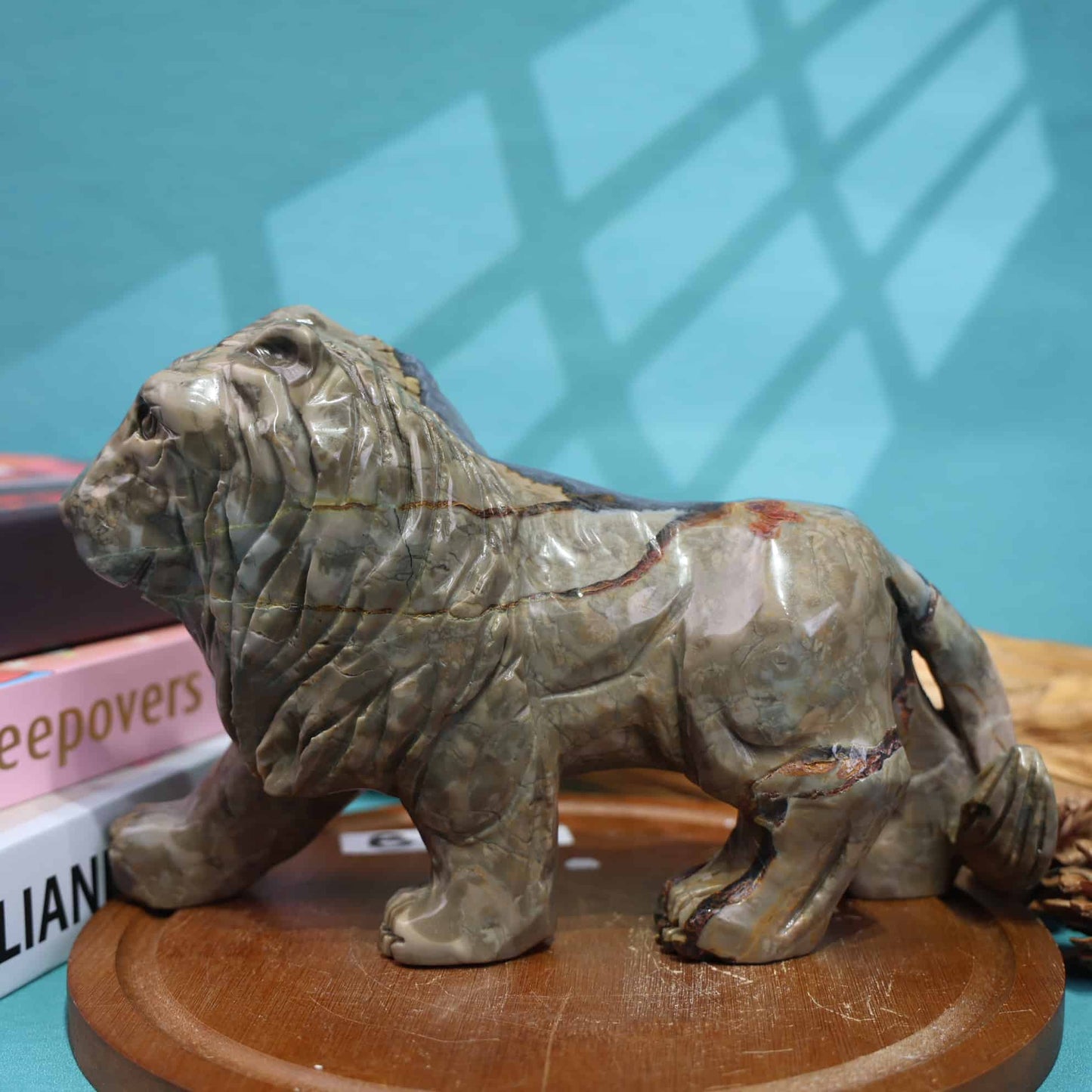 Volcano Agate Lion Carving