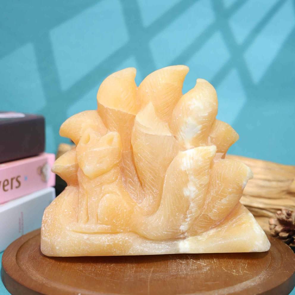 Yellow Calcite nine tail fox