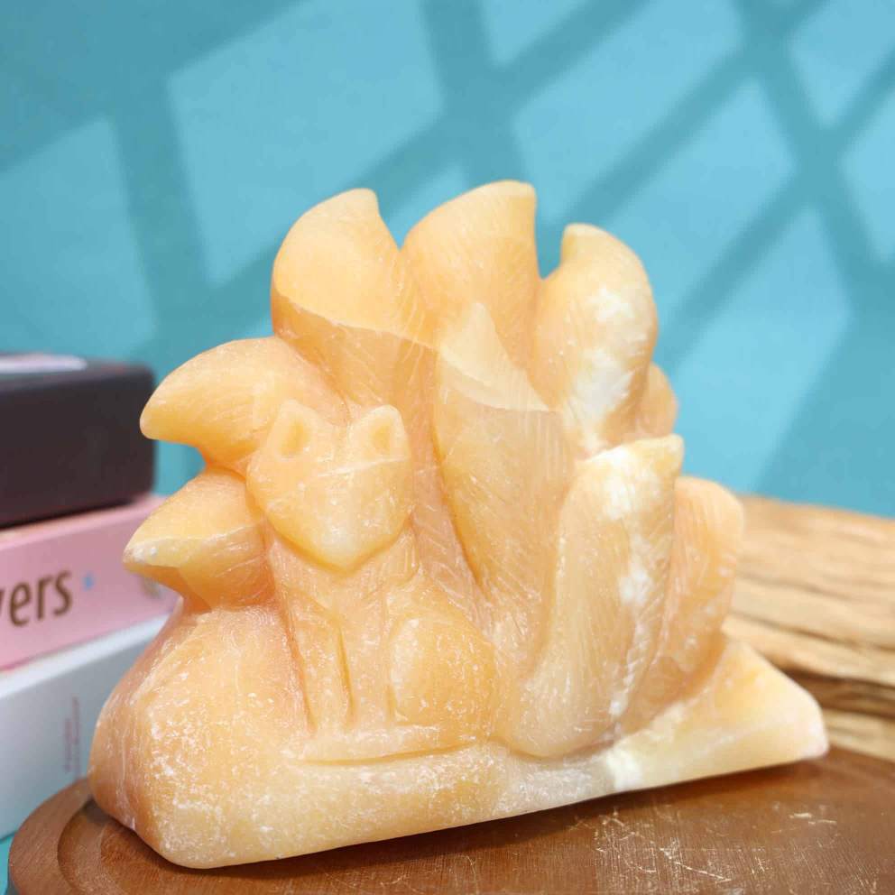 Yellow Calcite nine tail fox