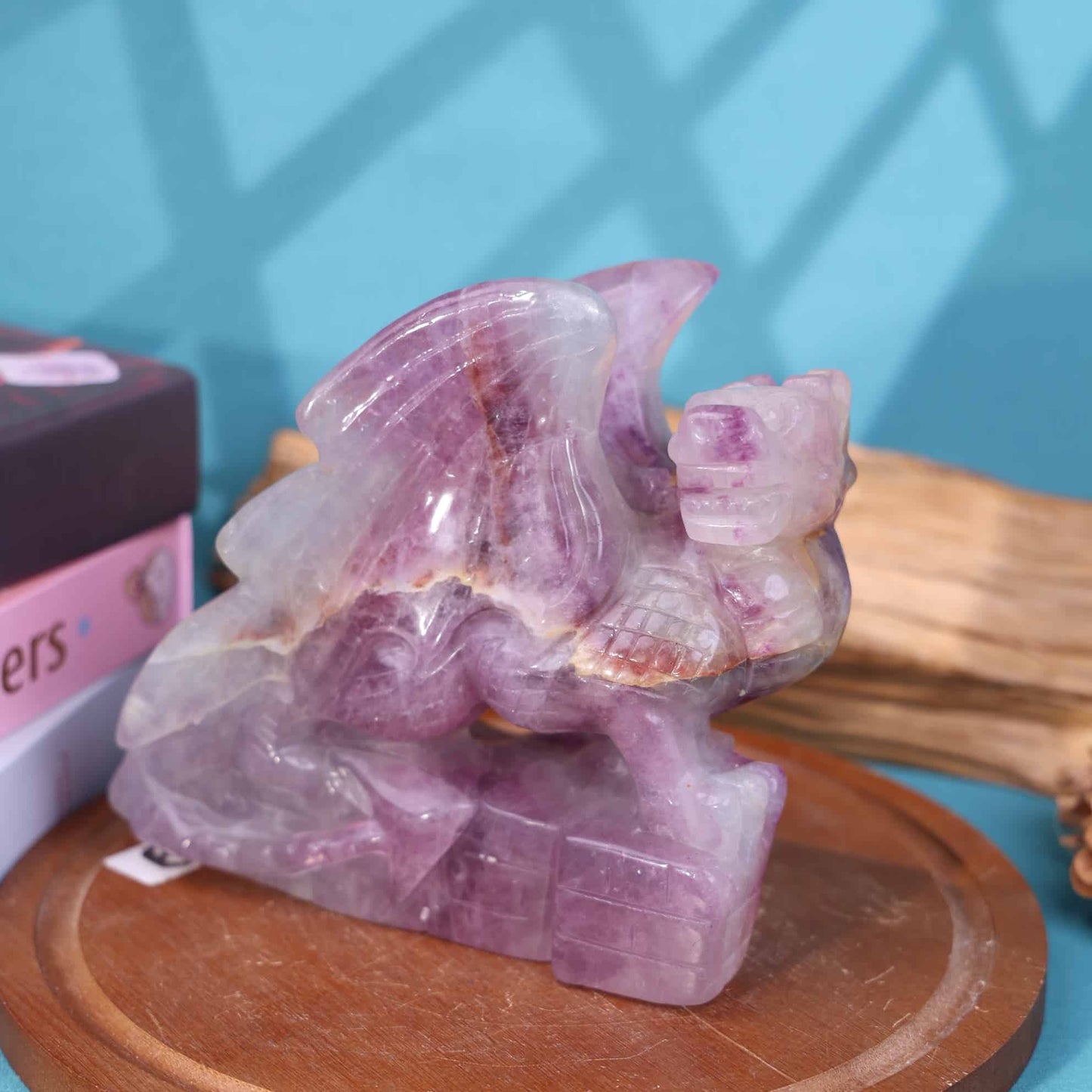 Purple Fluorite Dragon Carving