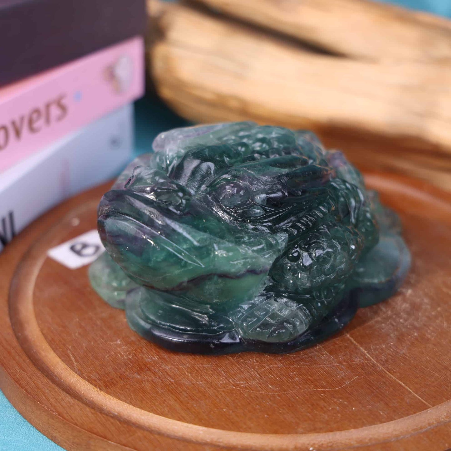 Rainbow Fluorite Money Toad Carving