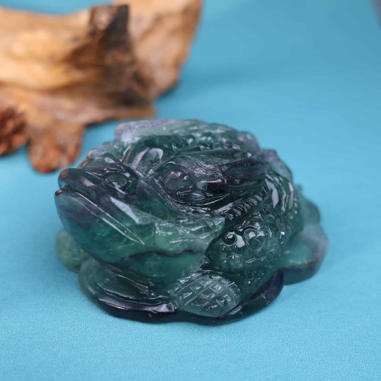Rainbow Fluorite Money Toad Carving