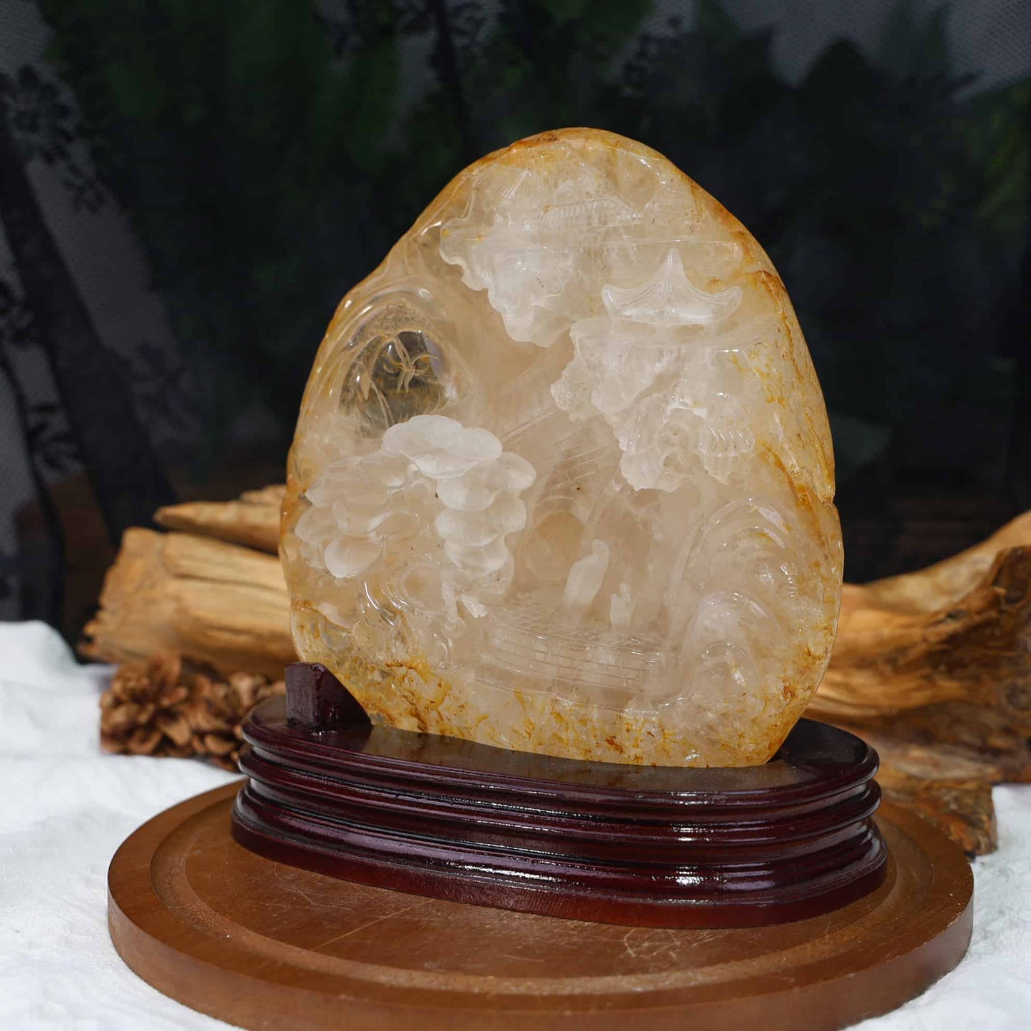 Clear Quartz Landscape Carving #97