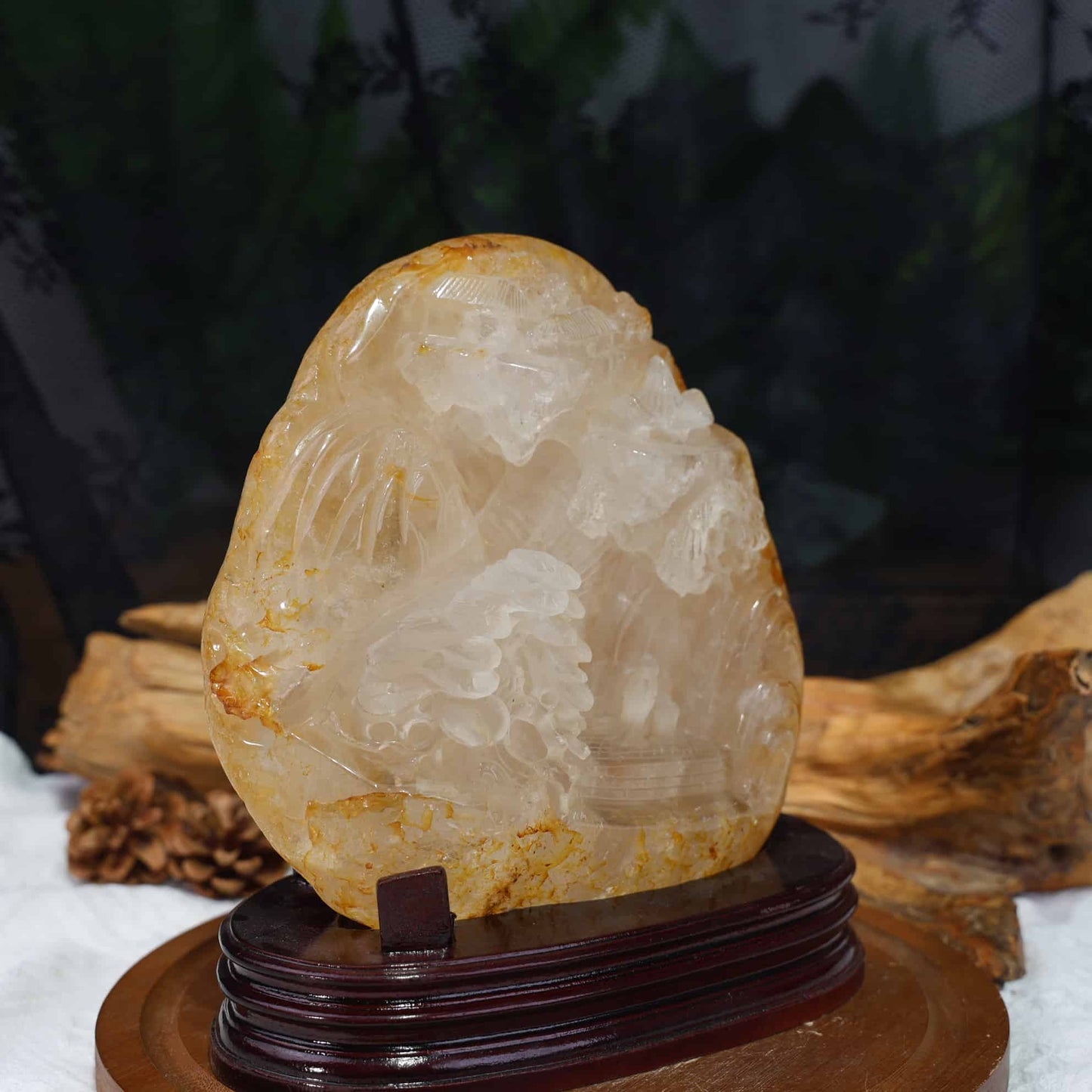 Clear Quartz Landscape Carving