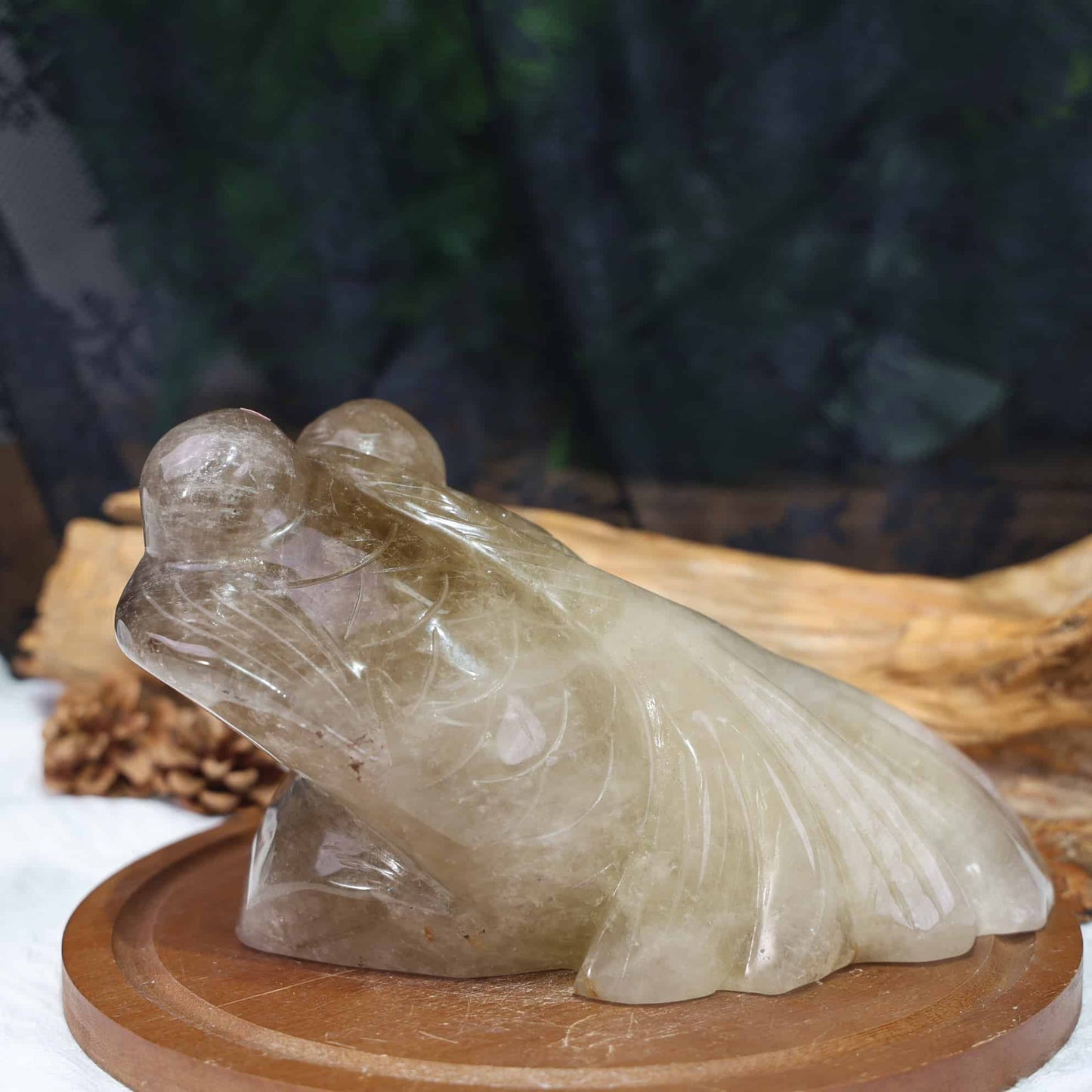 Smoky Citrine Goldfish Carving