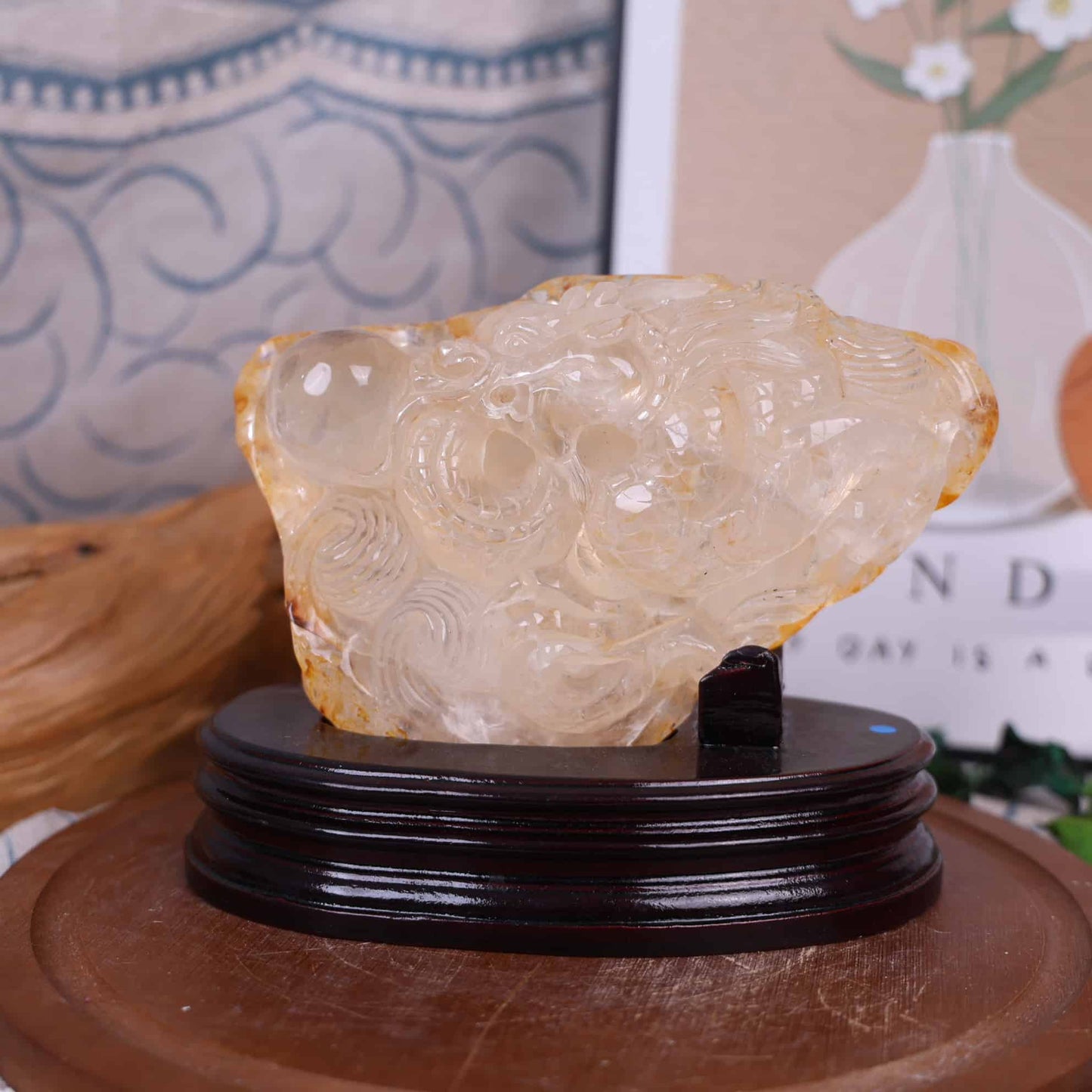 Clear Quartz Dragon Carving #20