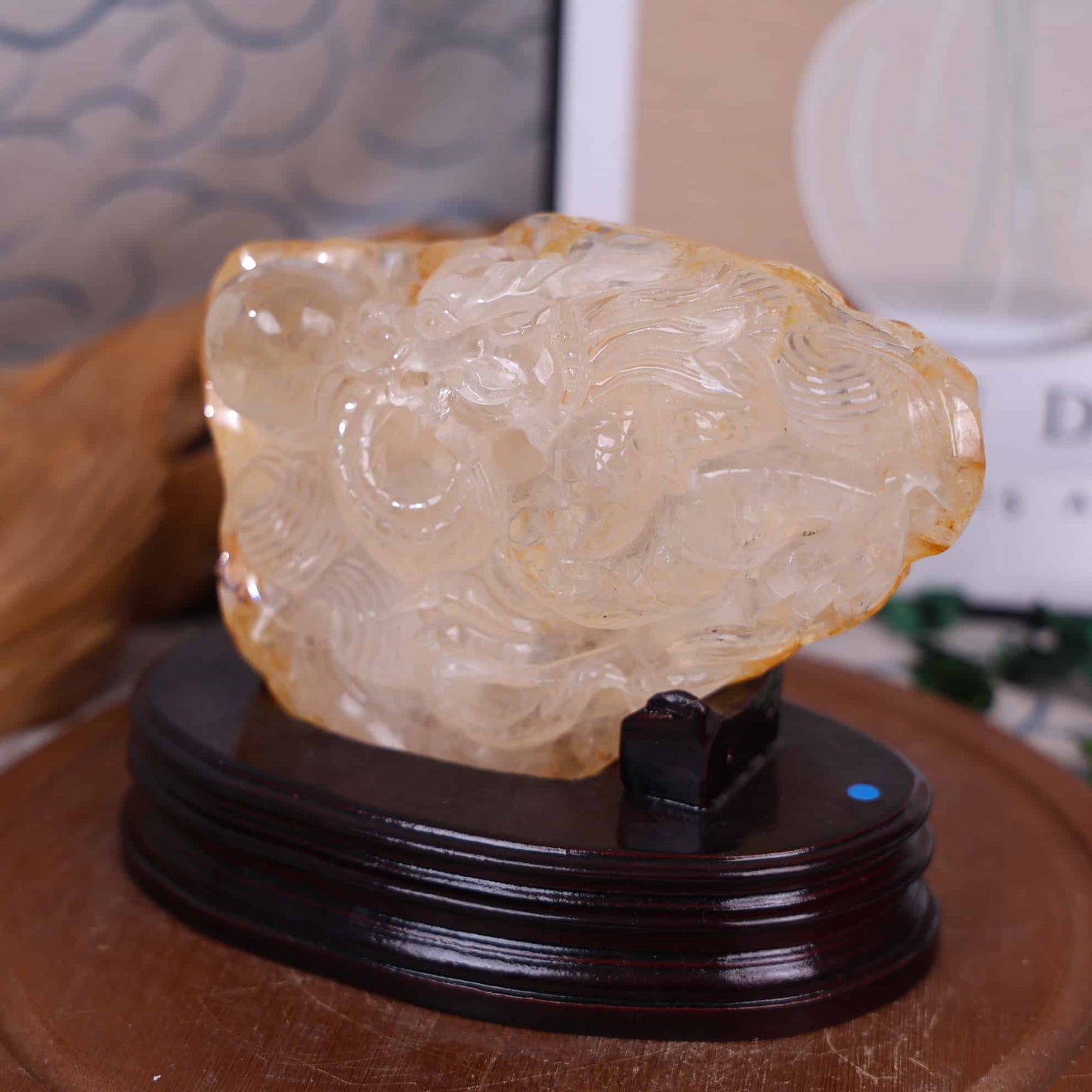 Clear Quartz Dragon Carving #20