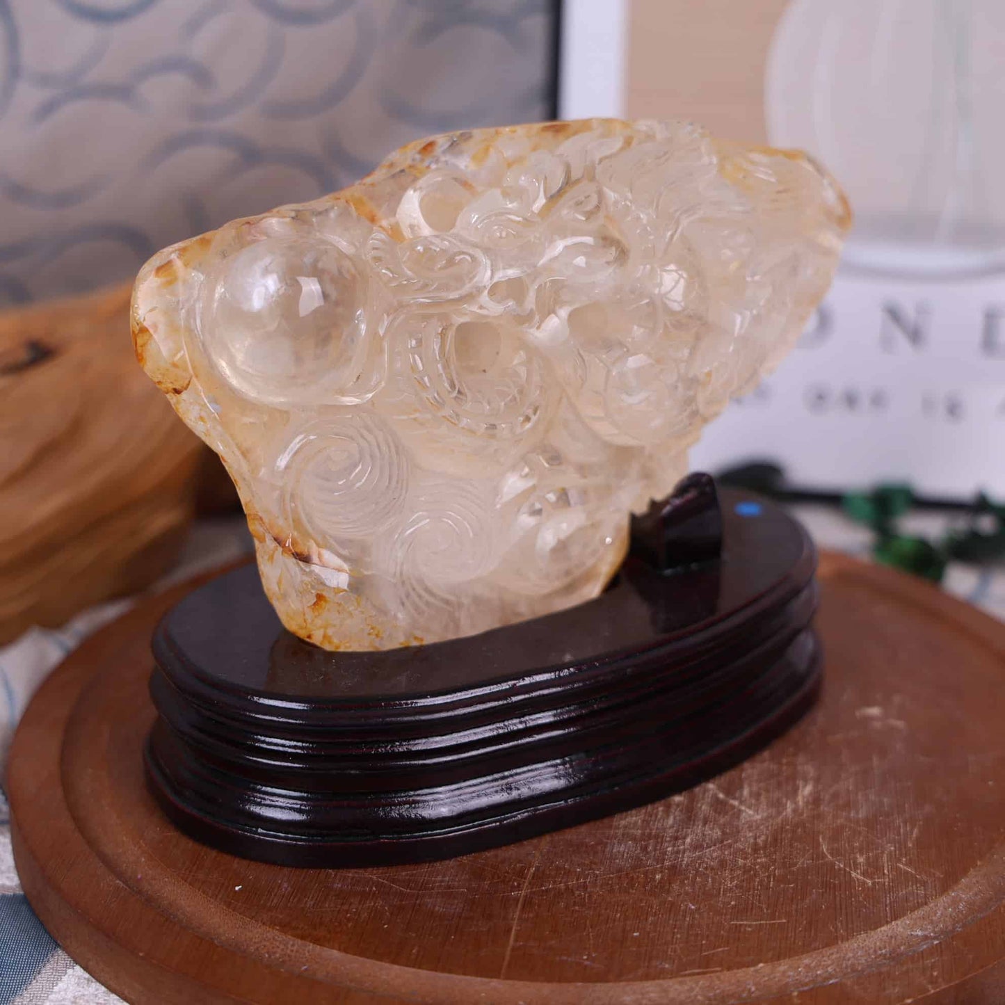 Clear Quartz Dragon Carving #20