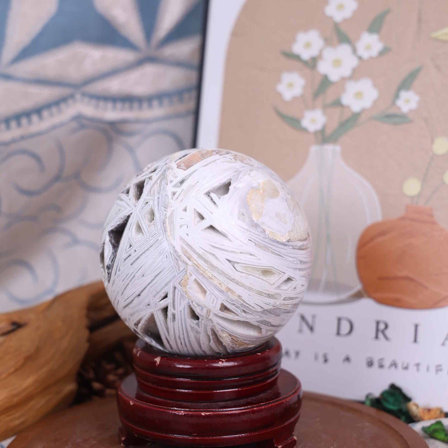 White Mexican Crazy Lace Agate Sphere