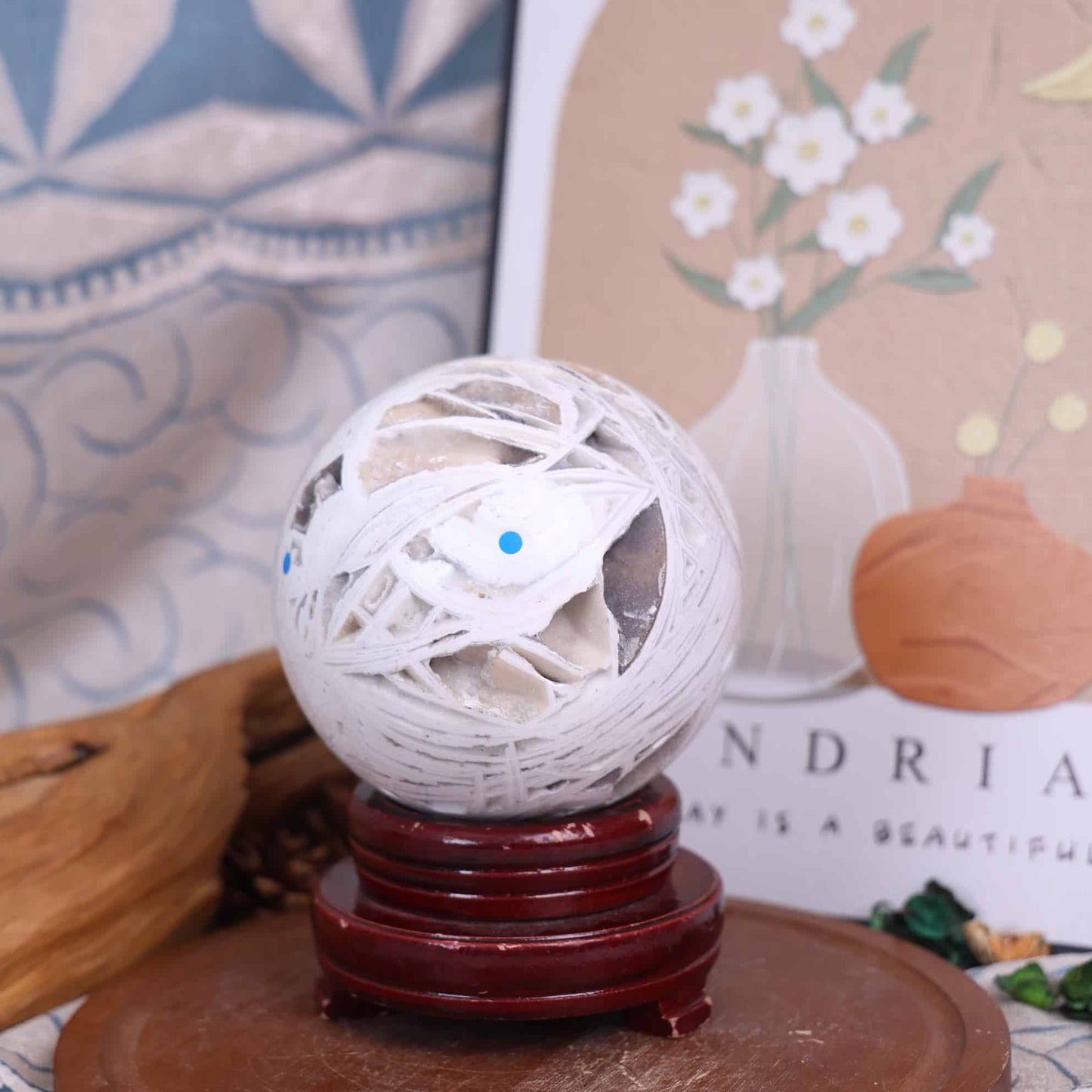 White Mexican Crazy Lace Agate Sphere