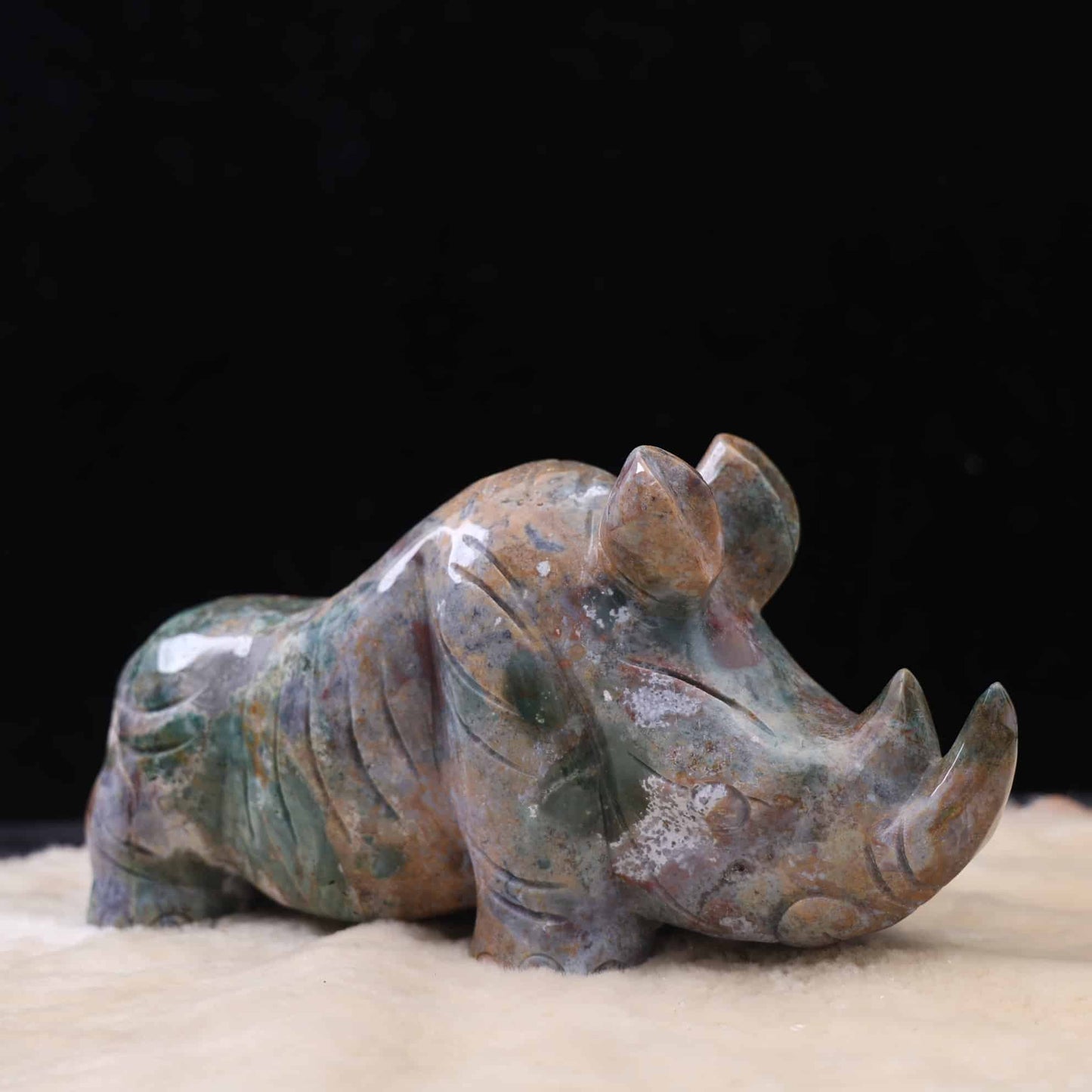 Ocean Jasper Rhino Carving