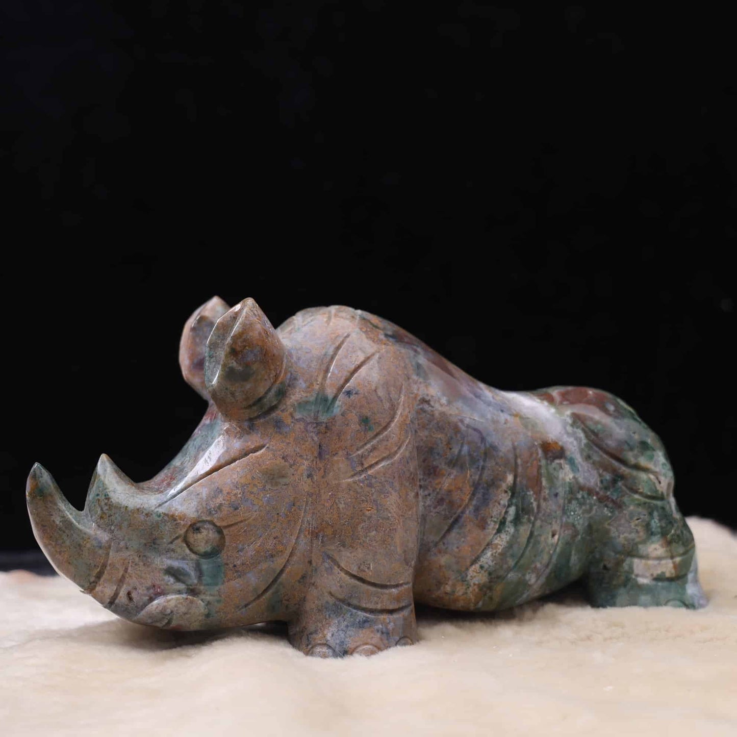 Ocean Jasper Rhino Carving