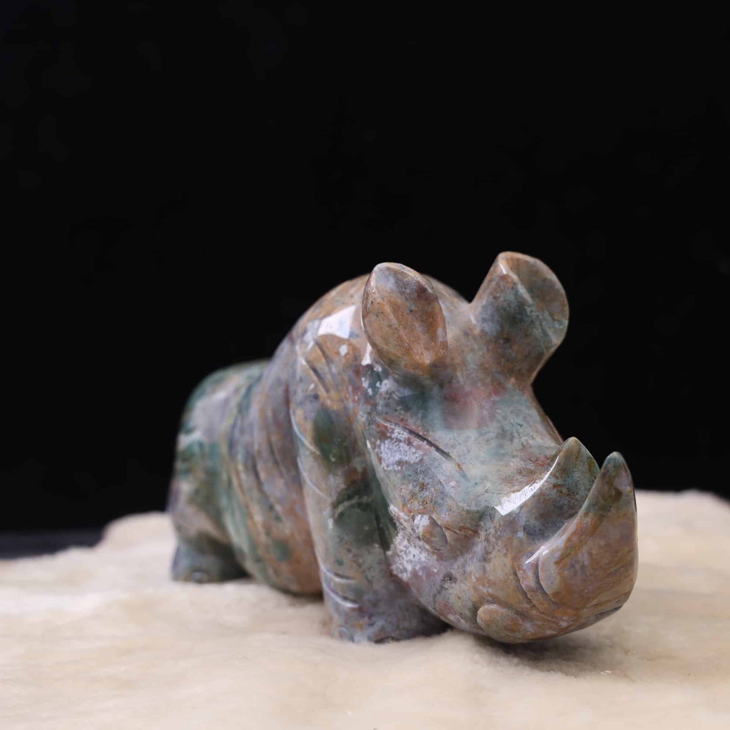 Ocean Jasper Rhino Carving