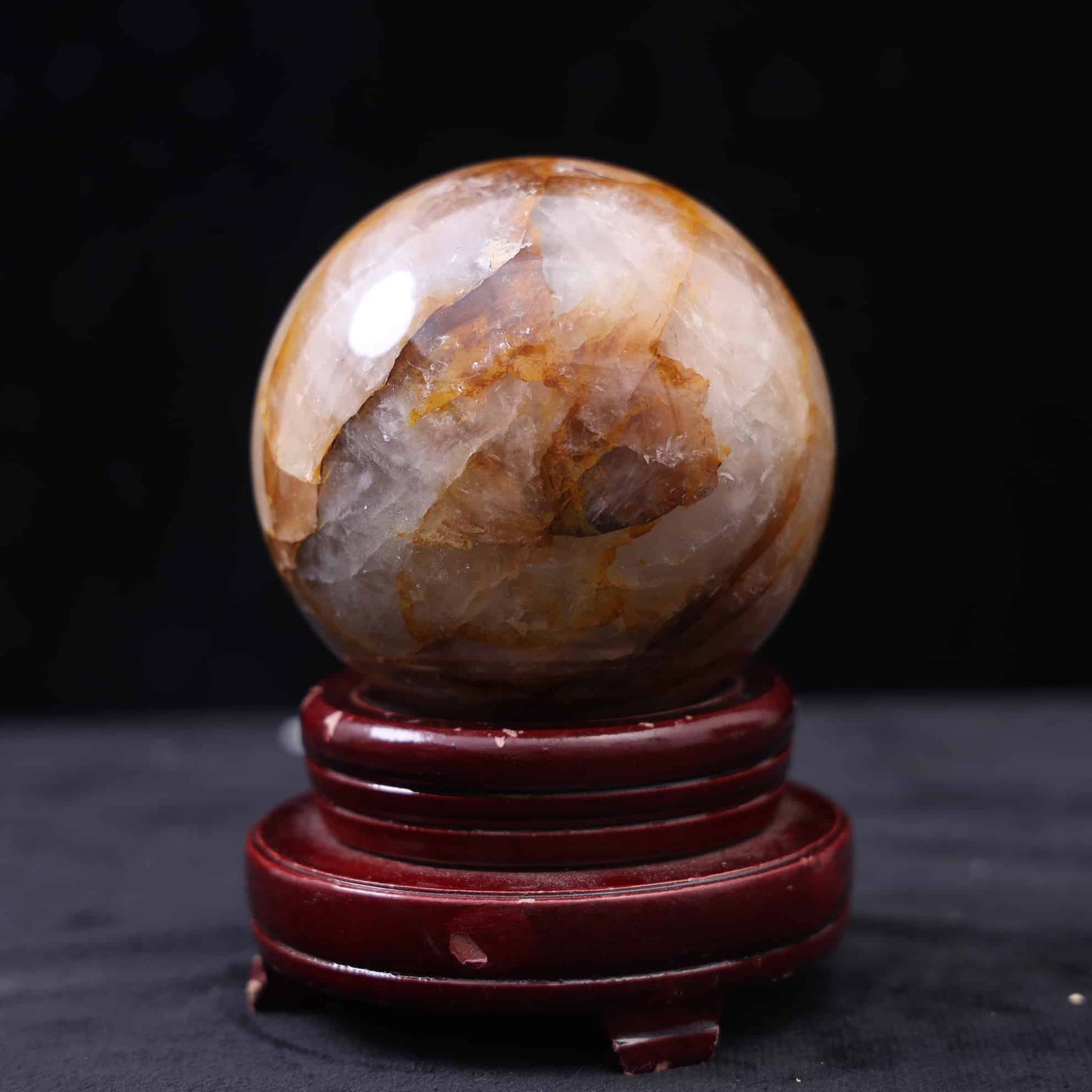 Fire Quartz And Golden Healer Sphere