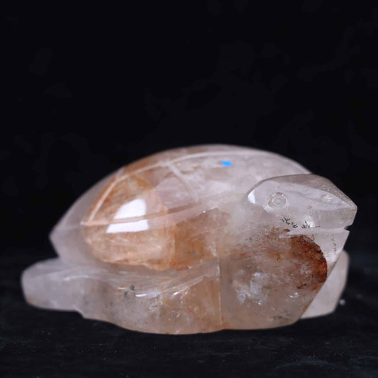 Clear Quartz With Golden Healer Turtle