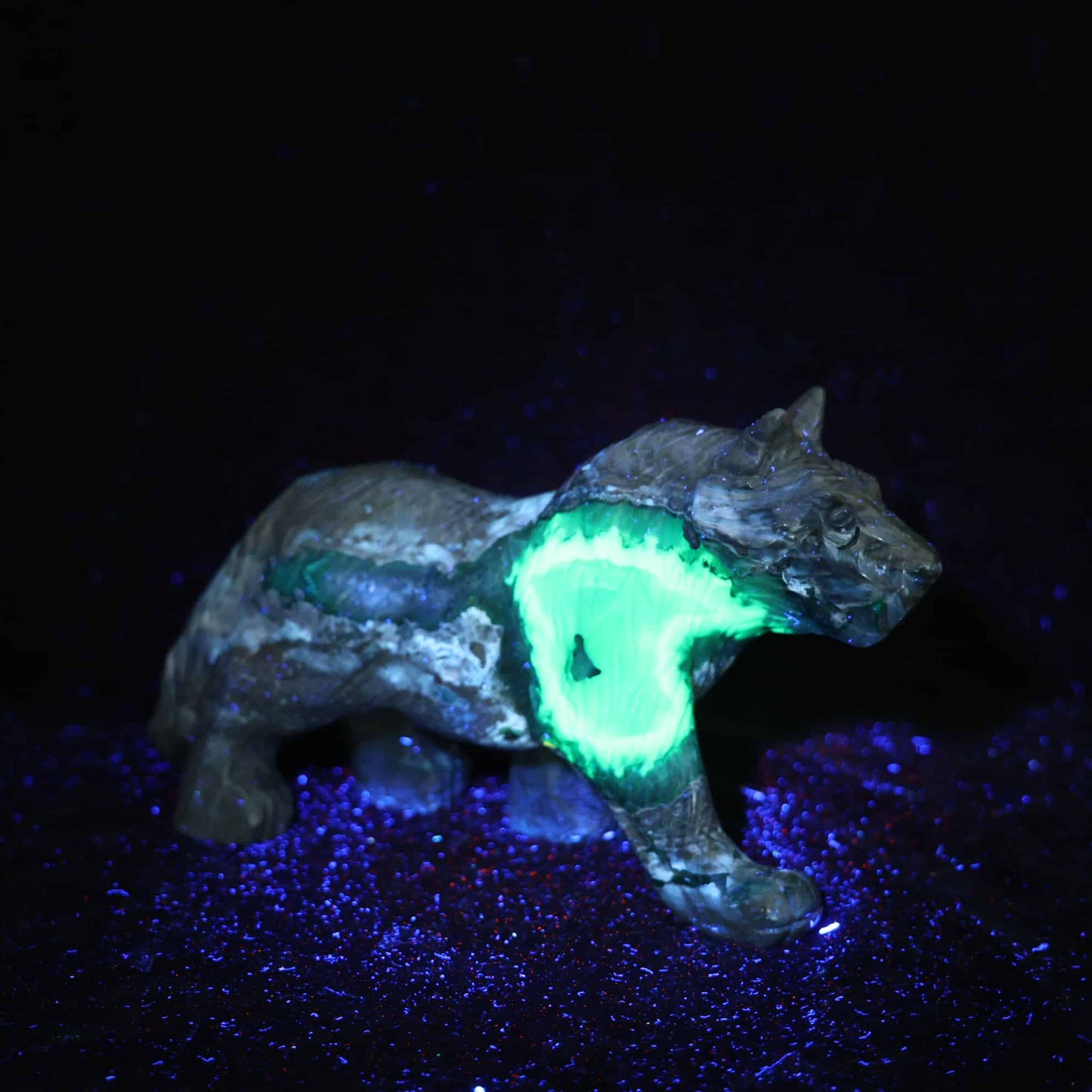 Volcano Agate Wolf Carving