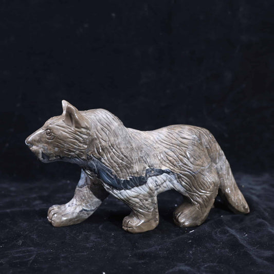Volcano Agate Wolf Carving