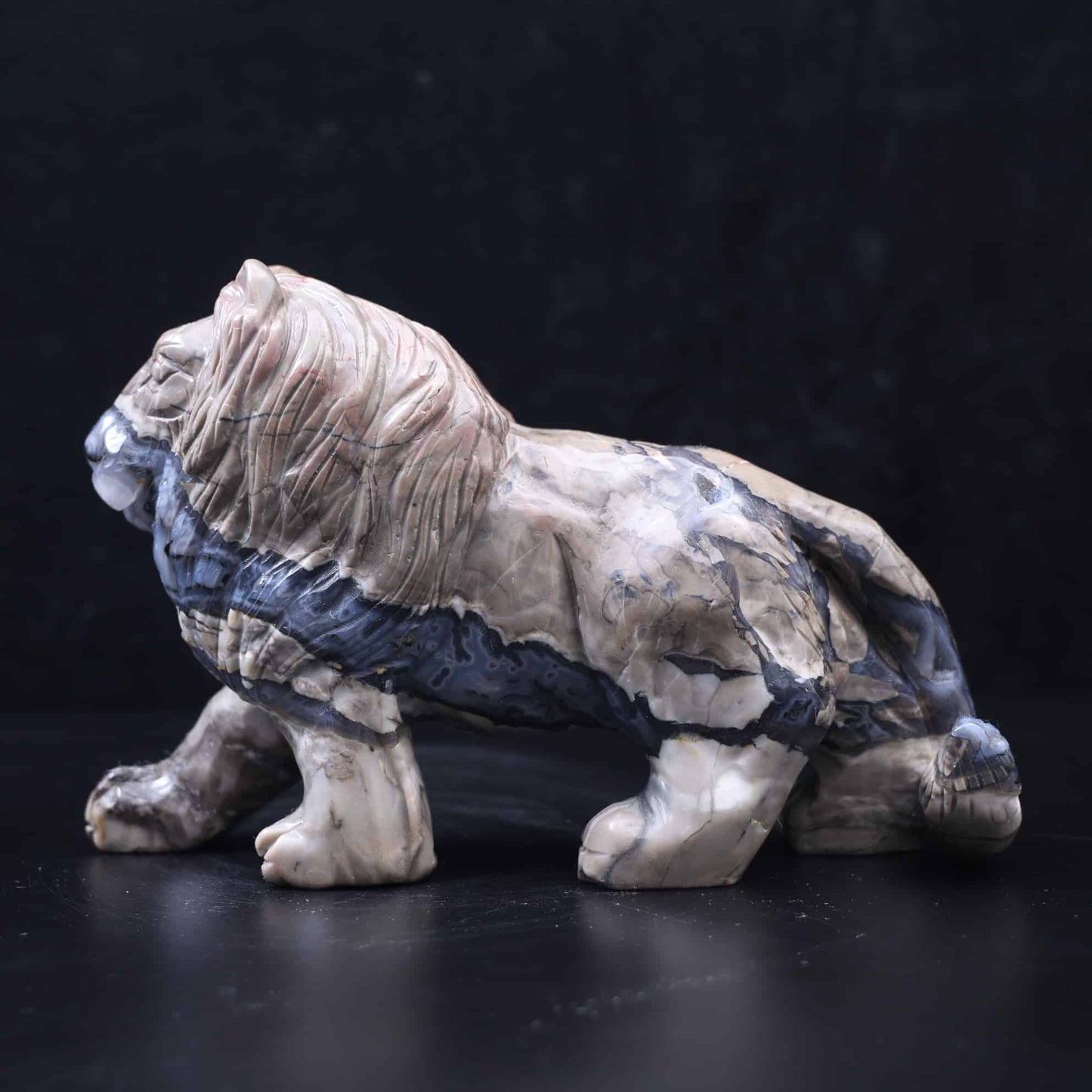Volcano Agate Lion Carving