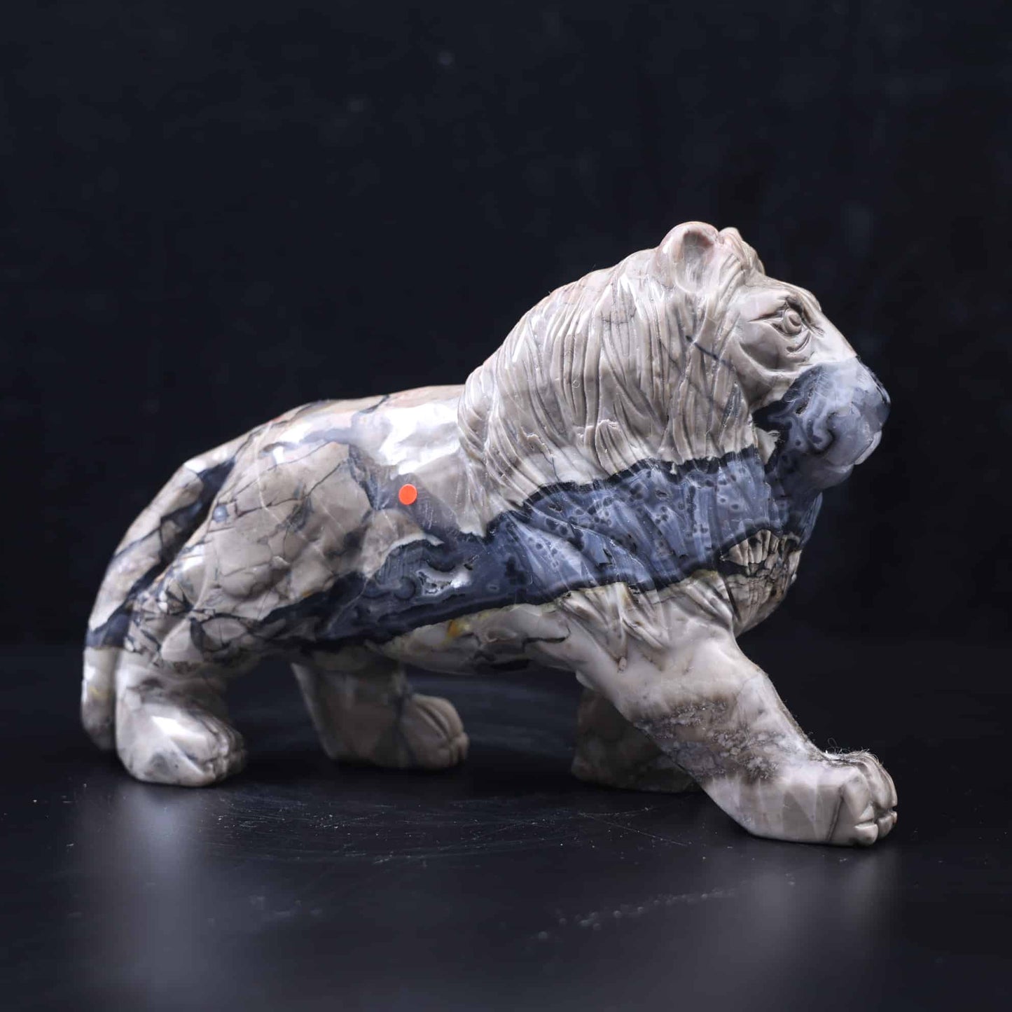 Volcano Agate Lion Carving #1