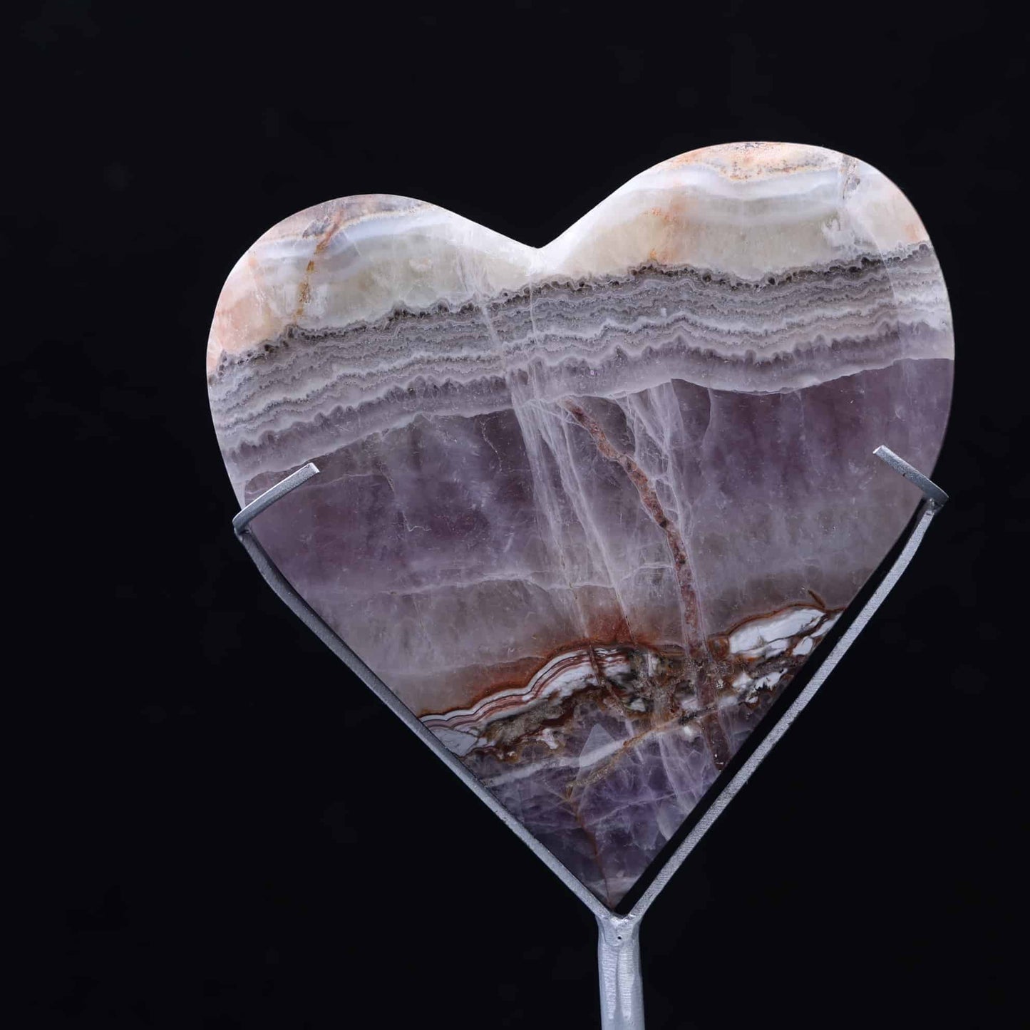 Amethyst  Mexican Crazy Lace Agate  Heart
