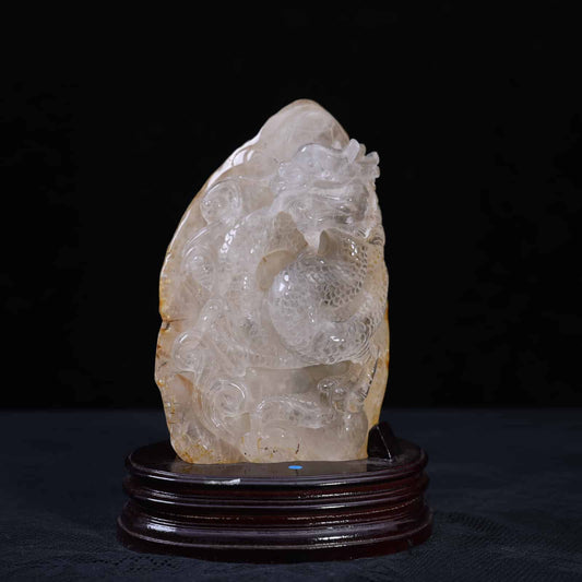 Clear Quartz  Dragon  Carving