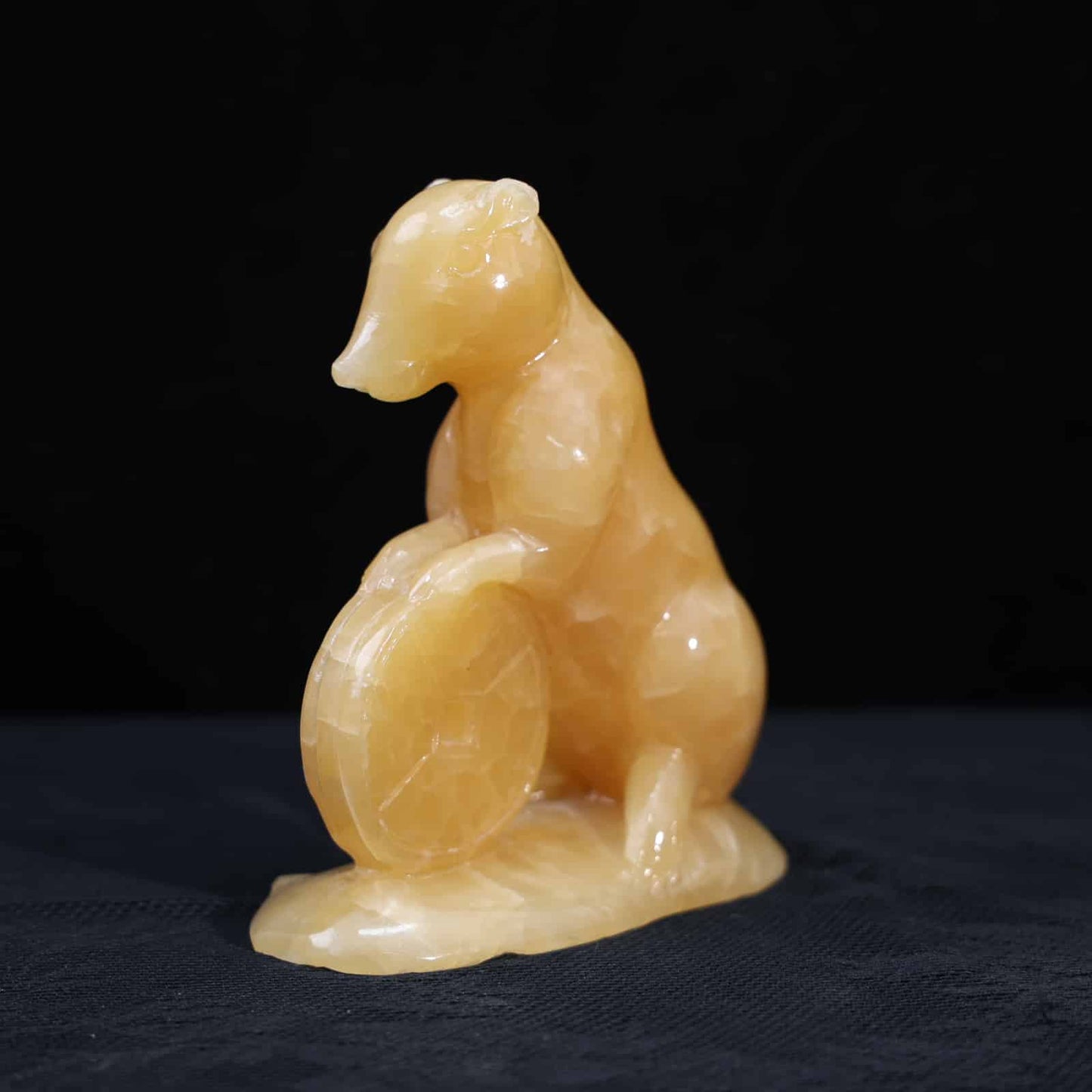 Honey  Calcite  Money Mouse Carving