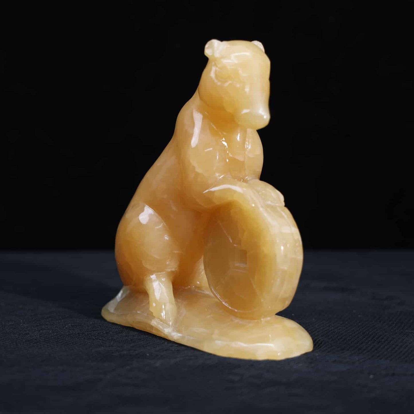 Honey  Calcite  Money Mouse Carving