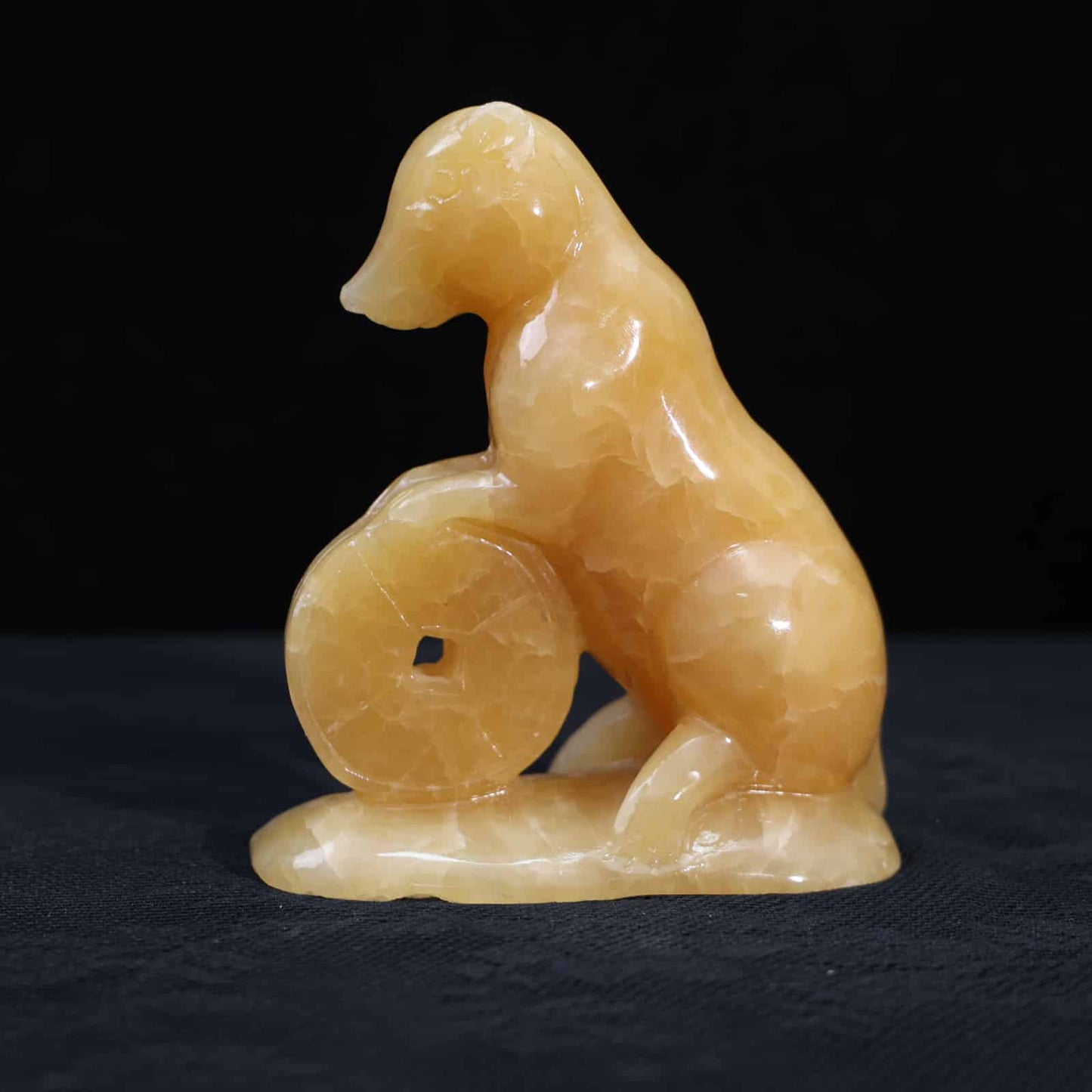 Honey  Calcite  Money Mouse Carving